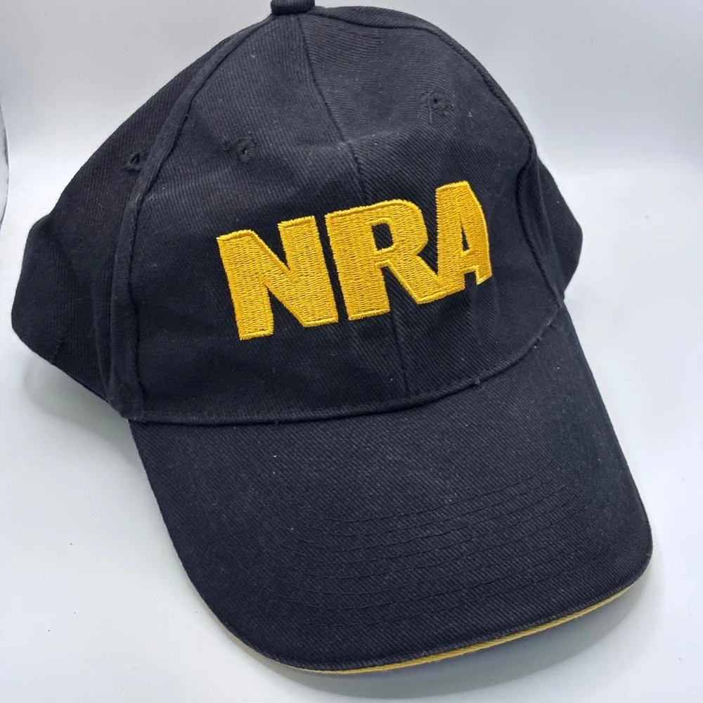NRA‎ Baseball Cap Mens OSFA Black Yellow Embroidered USA Flag Patriotic Hat